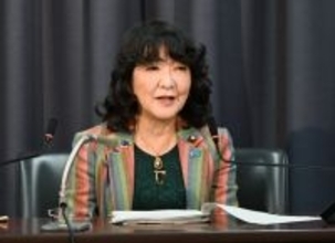 会見する片山財務相