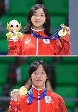 金メダルの長谷川と永原　アジア大会