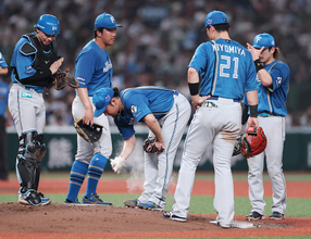集まる日本ハムナイン　プロ野球