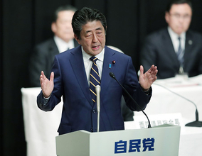 安倍首相「強大な経済政策を」＝自民、党大会に代わり両院総会