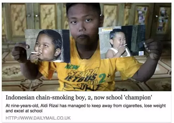 「2歳で1日にタバコ40本……あのインドネシア人少年は今」の画像
