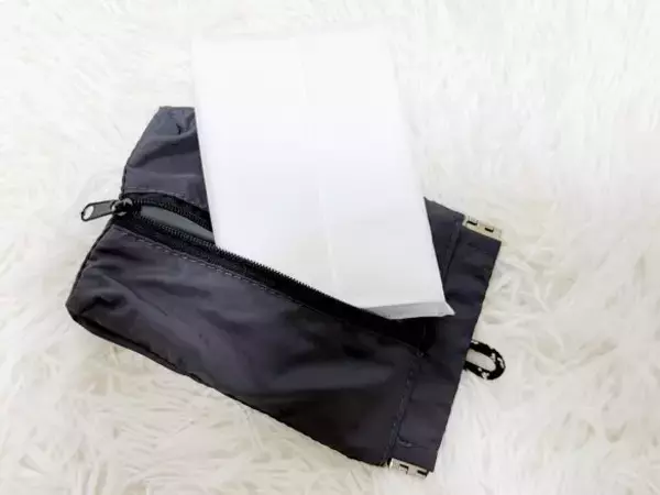 「ポケットティッシュがバッグの中でぐちゃぐちゃになる問題→ダイソーの220円アイテムで解決！」の画像
