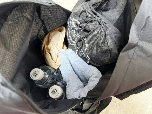 外出先で荷物が増えて両手がふさがる問題→ダイソー「折りたたみリュック」で解決！容量もばっちり