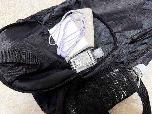 外出先で荷物が増えて両手がふさがる問題→ダイソー「折りたたみリュック」で解決！容量もばっちり