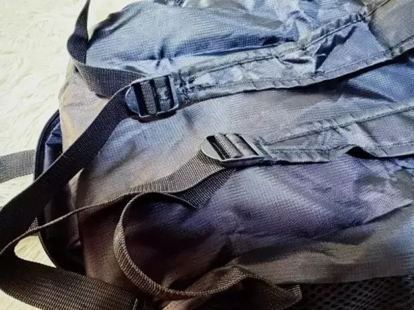 「外出先で荷物が増えて両手がふさがる問題→ダイソー「折りたたみリュック」で解決！容量もばっちり」の画像