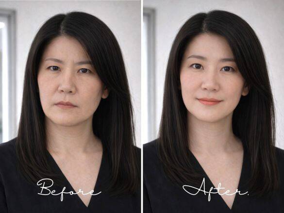 40代 “なんか不機嫌そうなオバ見え顔”を、“優しいおねえさん顔”に補正するテクニック