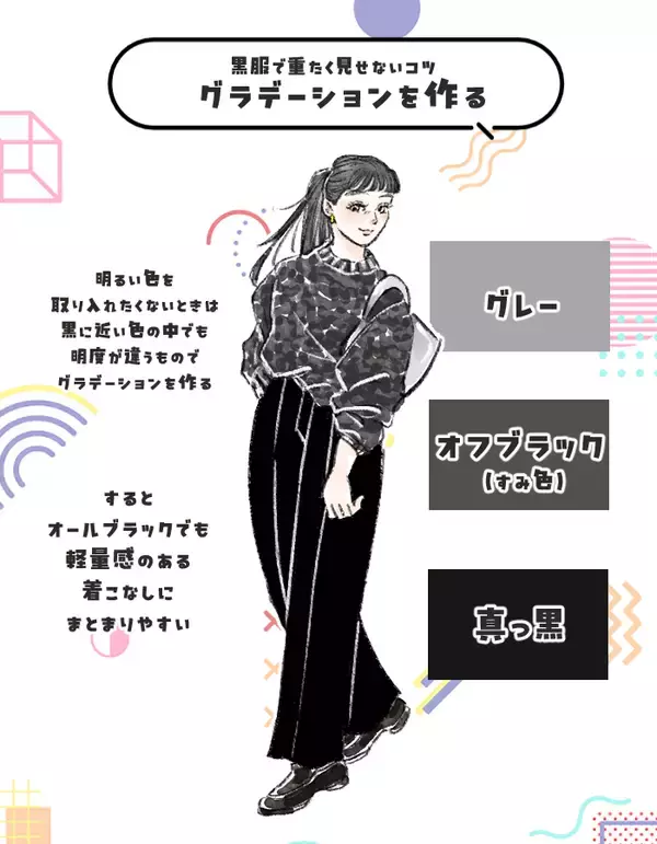 「ラクだけど…「黒い服」で太見えしてる人の特徴。今すぐ真似できる“重く見えない着痩せテク” 3つ」の画像