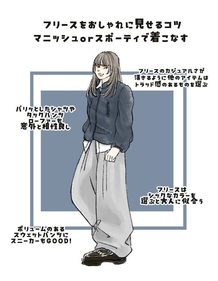 フリース「どう着てもダサく見えがち」問題。40代が“今っぽく着る”3つのポイントとは