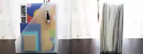 「テーブル上に散乱する書類、郵便物、ふりかけ…→無印のファイルで一気に解決した！」の画像