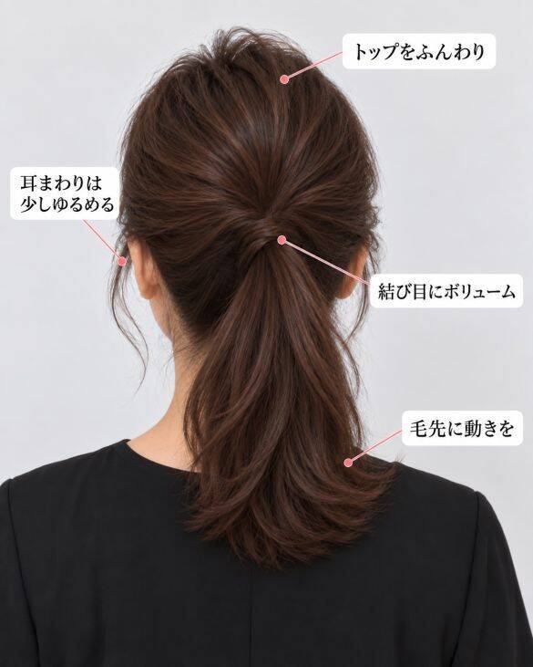 「髪を結ぶと、やつれて見える」を解決。3カ所いじるだけでペタンコにならない