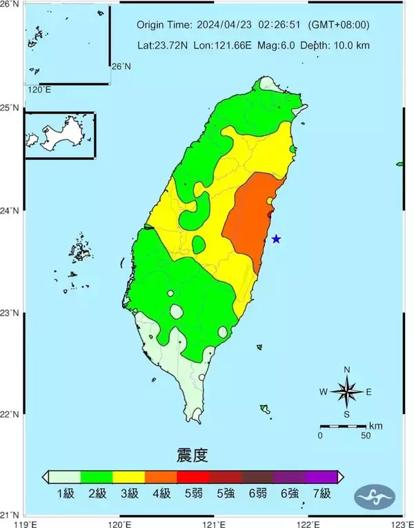 「台湾、未明にM6以上の地震2回  気象署「今後1年は余震の可能性」」の画像