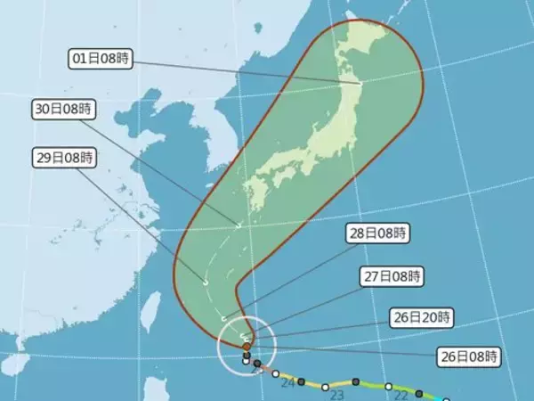 勢力弱まる台風24号、台湾と沖縄の間を北上へ＝気象局