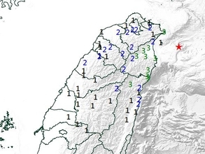台湾東部海域でM5.5の地震
