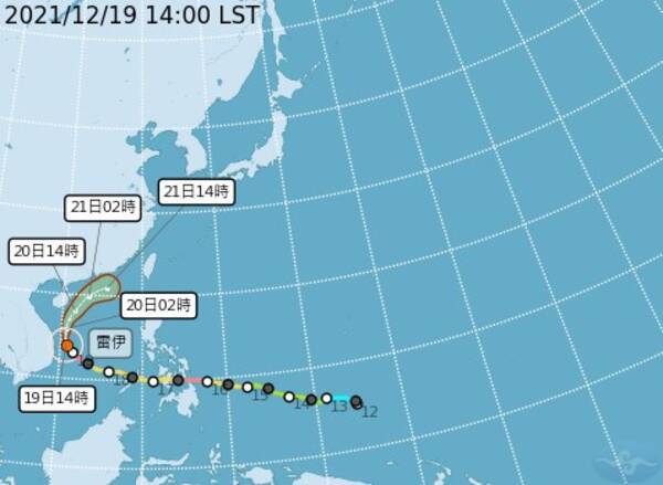 台風22号、台湾に接近へ 北上後、勢力弱まる 21日は各地で雨
