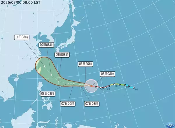 台風9号、台湾への影響は10～11日が最大に　北部山地では「豪雨」基準超える可能性
