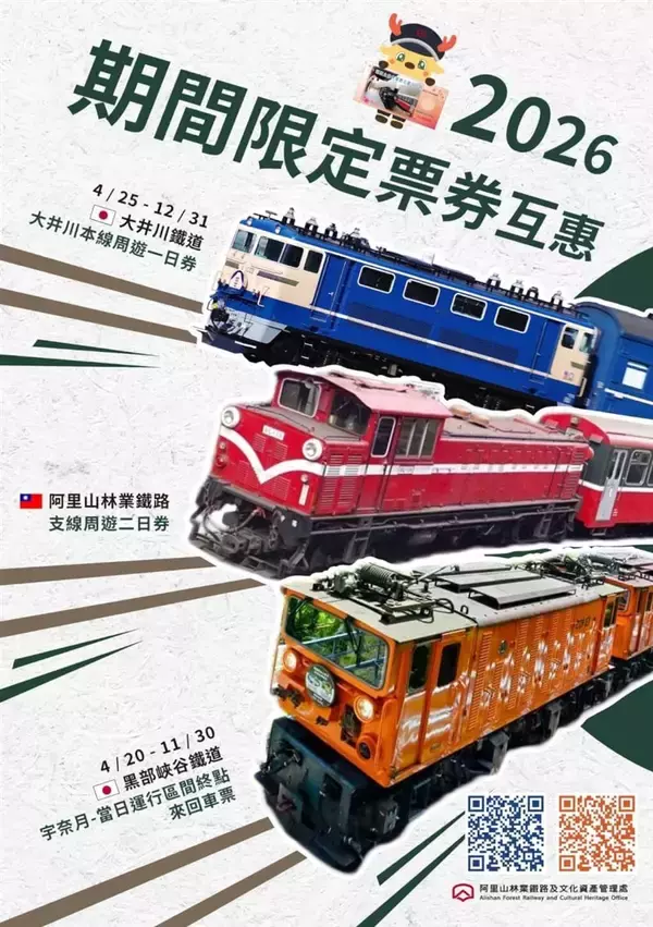 台湾・阿里山鉄道、日本の鉄道2社と乗車券の相互優待　黒部峡谷鉄道と大井川鉄道