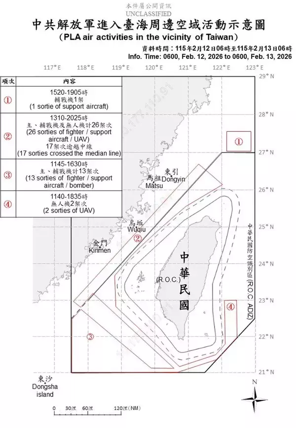 台湾周辺に中国の軍用機42機、艦船11隻