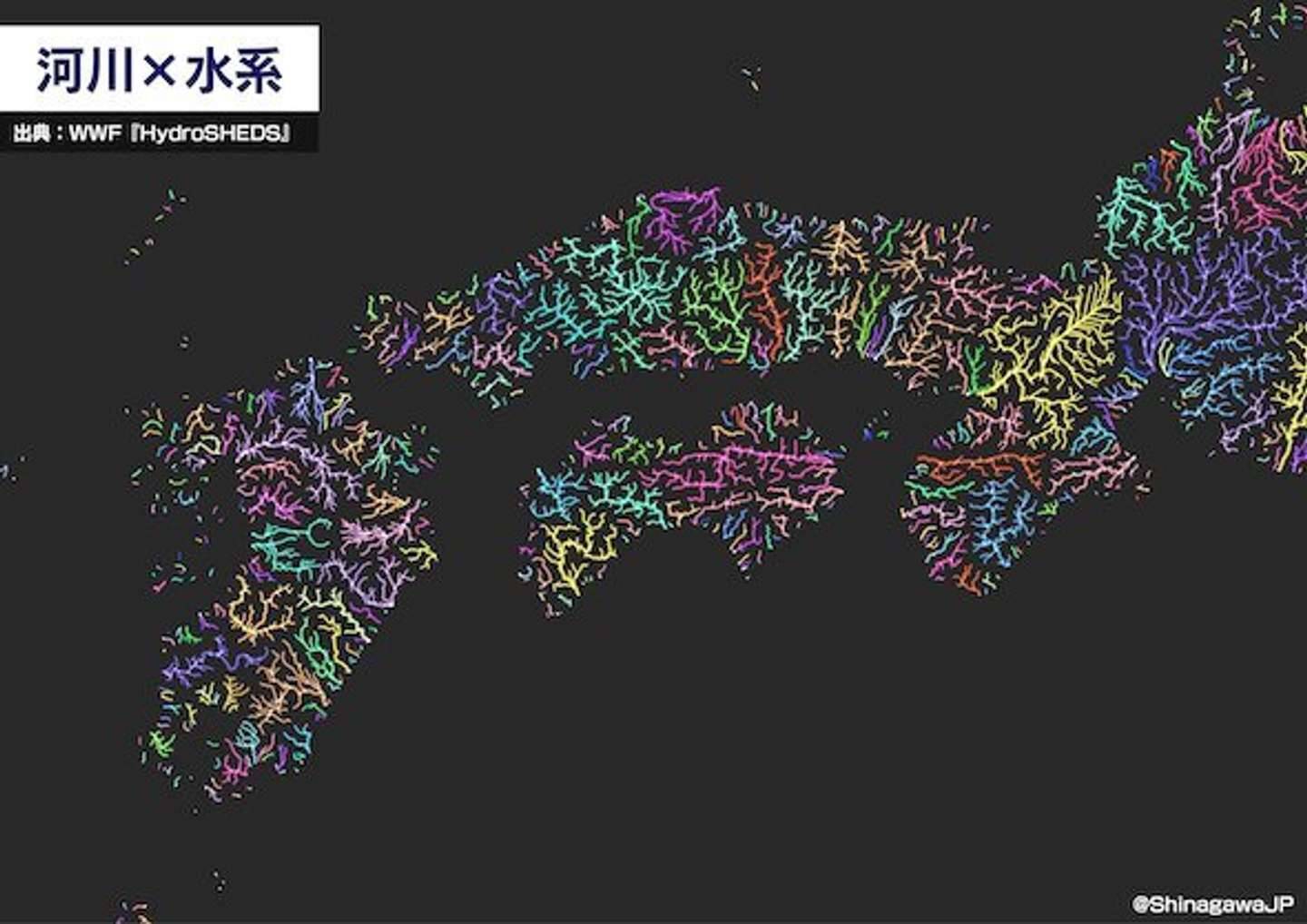 まさに日本列島の 血管 だ 川だけで描いた地図 からあふれ出す生命力がすごすぎる 21年6月17日 エキサイトニュース