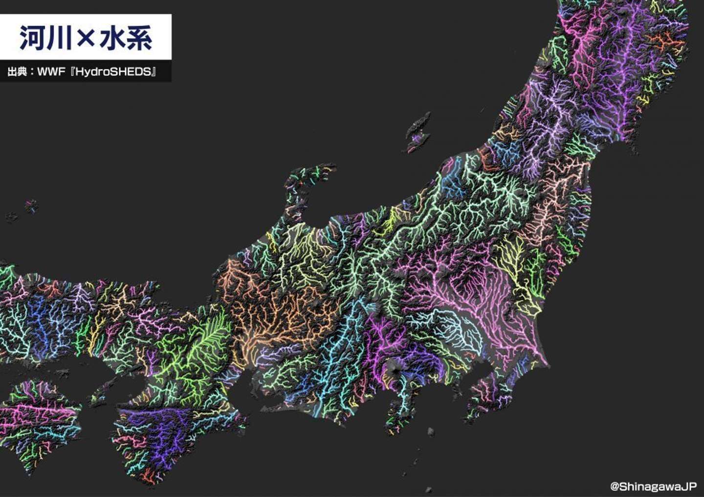 まさに日本列島の 血管 だ 川だけで描いた地図 からあふれ出す生命力がすごすぎる 21年6月17日 エキサイトニュース