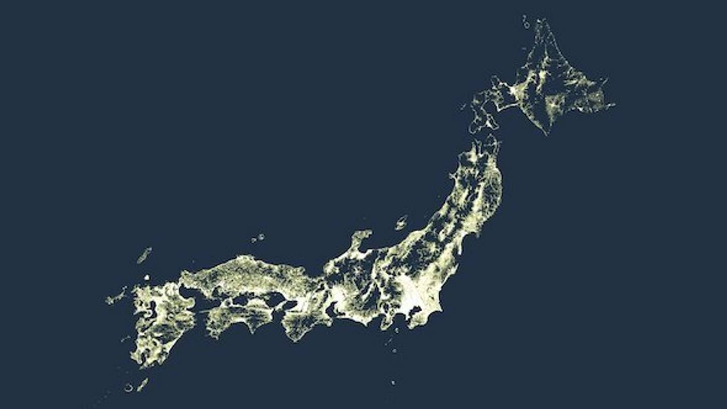 日本って こんな風になってるんだ 人が住んでいるところを光らせた地図 が超興味深い 21年9月14日 エキサイトニュース