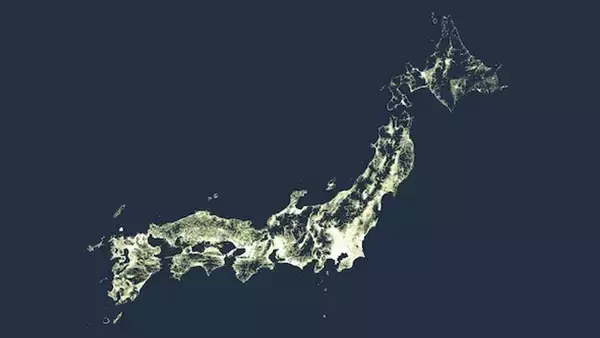 日本って、こんな風になってるんだ　「人が住んでいるところを光らせた地図」が超興味深い