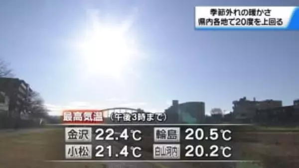 石川県内20℃超え！季節外れの暖かさに