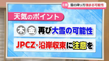 【お天気どうなる】29・30日は再び大雪の可能性　雲の帯“JPCZ”や石川特有の“沿岸収束”発生か