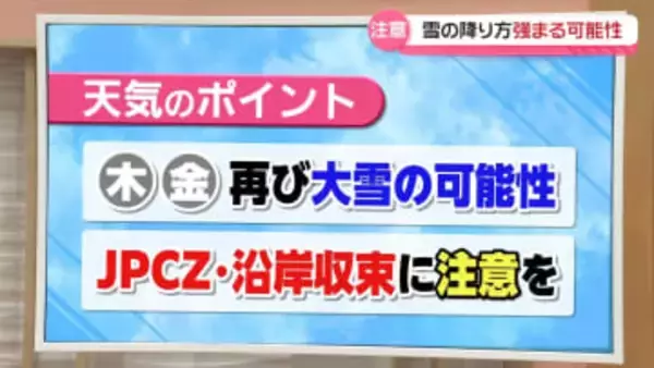 【お天気どうなる】29・30日は再び大雪の可能性　雲の帯“JPCZ”や石川特有の“沿岸収束”発生か