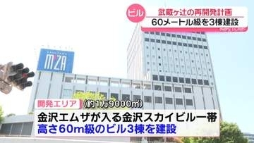 金沢武蔵ヶ辻再開発案 60メートル級ビル3棟を建設する計画案を審議会が了承