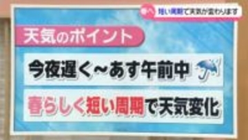 【お天気どうなる】夜遅くから雨の予報 25日午前中まで続く　この先は短周期で天気変わる“春の空模様”に