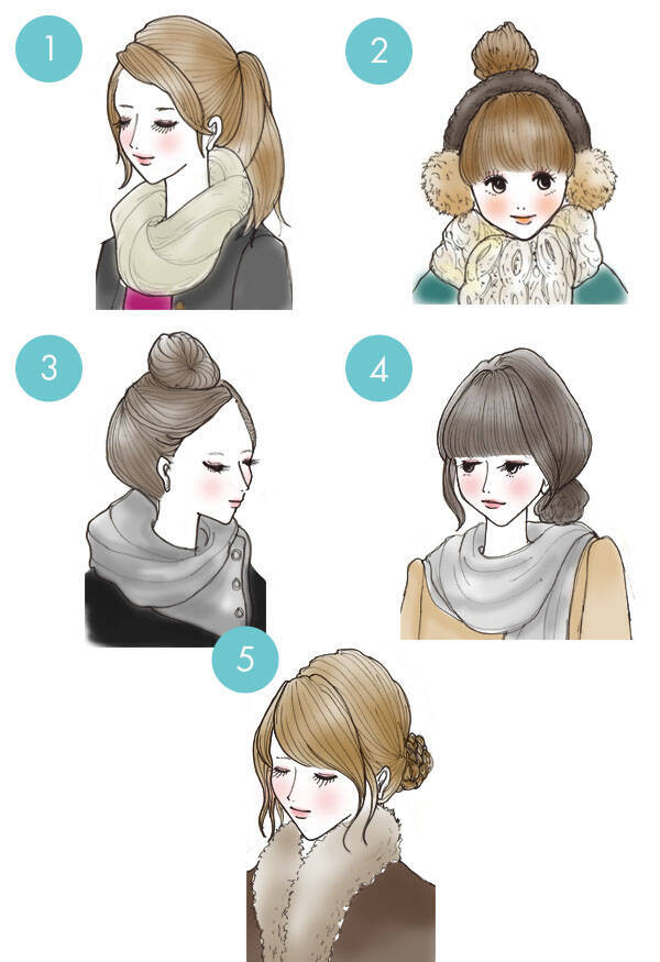 マフラーに似合う 相性バッチリのヘアアレンジ イラスト付き 2015年1月7日 エキサイトニュース