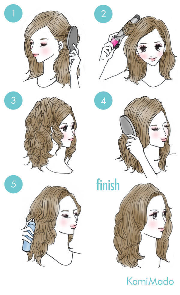 モテ髪はコレ オトナのグラマラスウェーブのヘアアレンジ イラスト