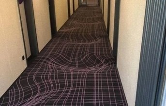 歩くのが怖すぎる！ドイツのホテルに敷かれた錯視柄のカーペットにネットがくらくら