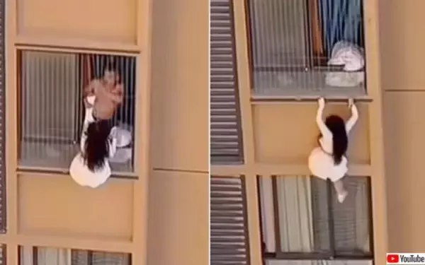 不倫中、妻が突然帰って来た！10階の窓からぶら下がり逃げ出す愛人