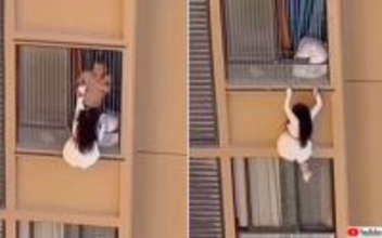 不倫中、妻が突然帰って来た！10階の窓からぶら下がり逃げ出す愛人