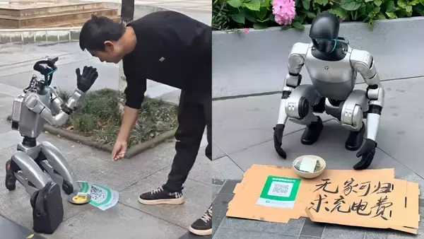 充電するお金をください！中国で物乞いをするヒューマノイドロボットが目撃される