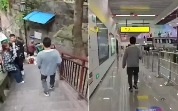 深い、深すぎる！何度階段を下ってもたどり着かない中国・重慶市の通勤路