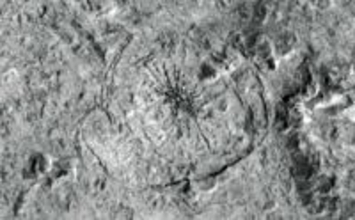 木星衛星エウロパのクモ状の地形。地下から噴出した塩水の痕跡である可能性