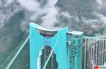 中国の「世界で一番高い橋」の塔頂部、地上800mにカフェがオープン予定