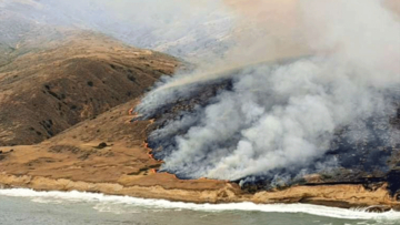 カリフォルニア最大の山火事、船が島に座礁した男性が助けを求めた発煙筒が原因だった