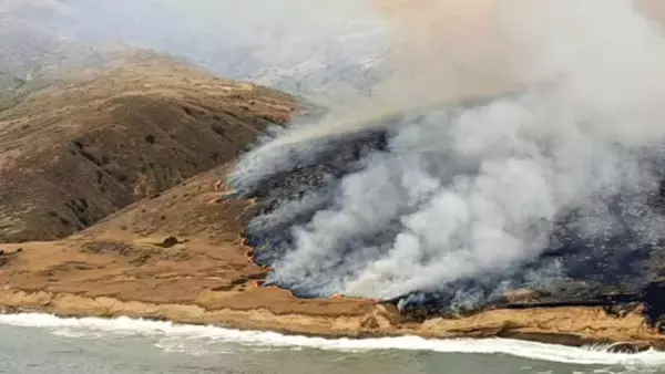 カリフォルニア最大の山火事、船が島に座礁した男性が助けを求めた発炎筒が原因だった
