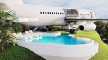 飛行機をホテルに改造、崖っぷちからバリ島の海を見渡せるユニークな宿泊施設