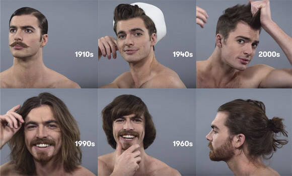 アメリカ人男性の100年間のヘアスタイルの流行の変化を1分で 2015年11