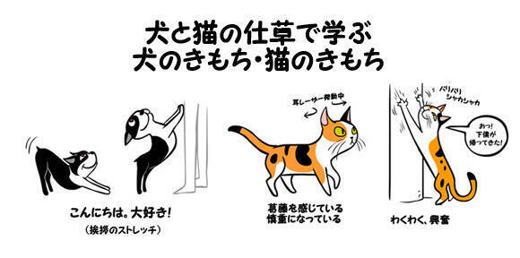 なるほどこれはわかりやすい 犬と猫の仕草から学ぶ 図解 犬のきもち 猫のきもち 15年11月9日 エキサイトニュース