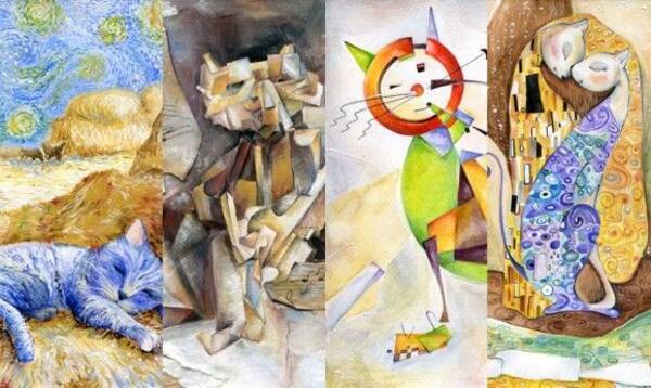 画風が変われば猫も変わる ゴッホ風 ピカソ風 日本画風など 猫を有名画家の画風で表現したイラストアート 18年10月26日 エキサイトニュース