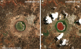 隕石が衝突してできた湖、一夜にして赤く染まるという怪現象が発生（インド）