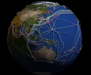 これはわかりみ。海底ケーブルがどのように配置されているのか一目でわかる3D地球マップ