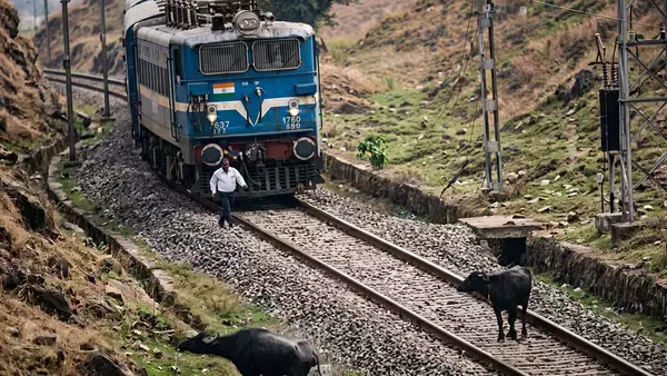 インドの機関士、列車を止めて線路上の水牛を安全に誘導したことで賞賛を浴びる