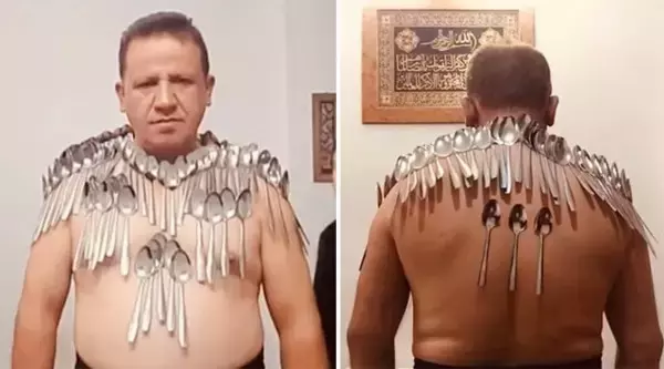 85本のスプーンを体に装着した男性が世界ギネス記録に認定