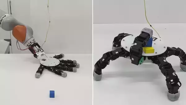 分離して動くぞ！アームから離れて這って物をつかんで運搬できる5本指のロボットハンド